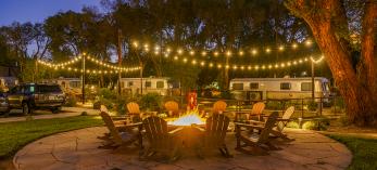 The fire pit area at Air Village is festively lit and conveniently located. | Laurence Parent