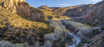 The namesake of San Francisco River Road winds through a rolling desert landscape. | Jeff Maltzman
