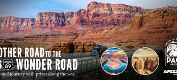  A tanker truck crosses a bridge in northern Arizona to showcase the Mother Road to the Wonder Road Free Digital Passport.