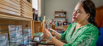 Celeste Mills of Cactus Bloom Design creates pieces by hand in her Tucson studio. | Steven Meckler