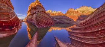 This 12-shot stitched panoramic image of the Wave in North Coyote Buttes, near the Arizona state line with Utah, was captured by Shane McDermott