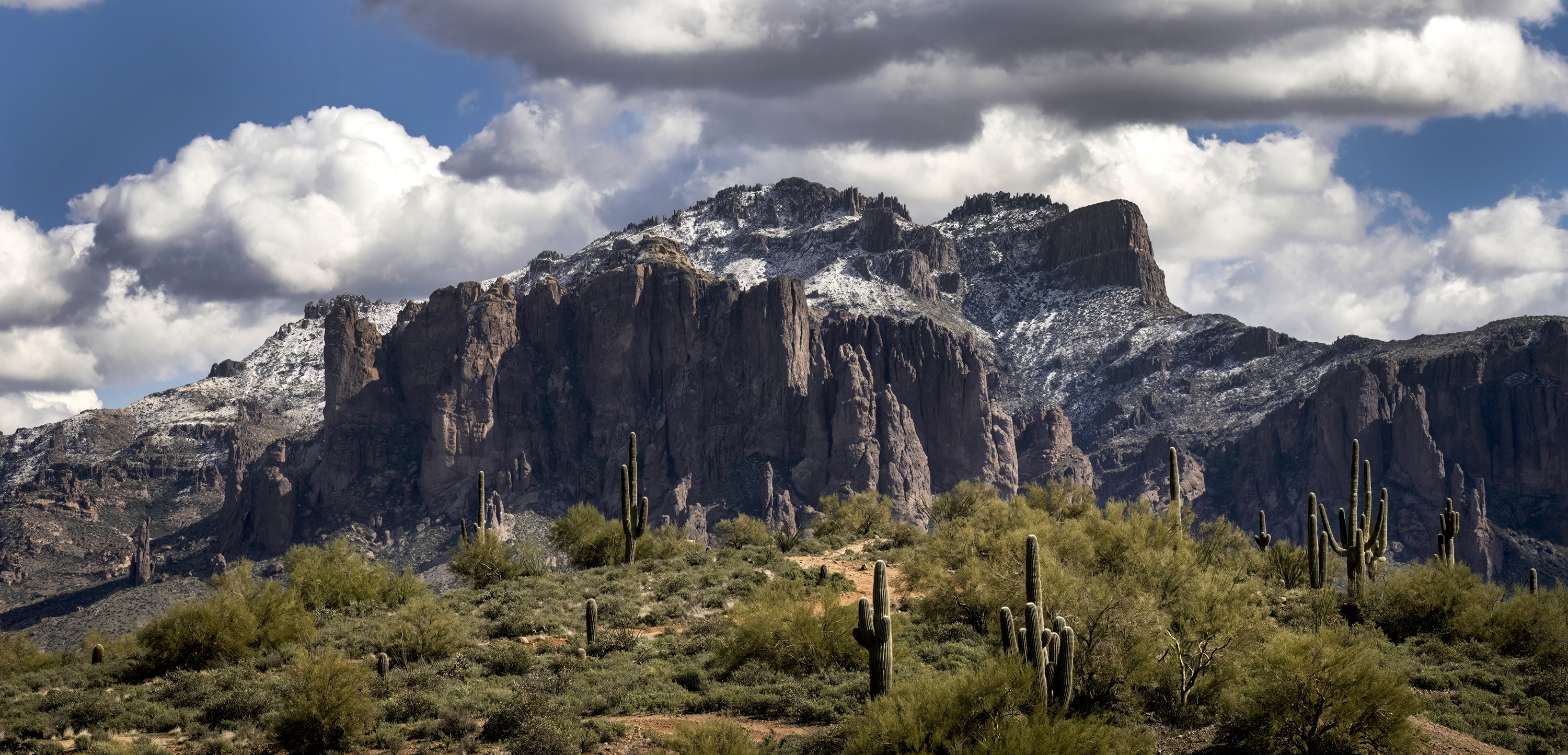 Photo by Saija Lehtonen  |  Beautiful winter morning in the Superstitions as the mountains get a dusting of snow.