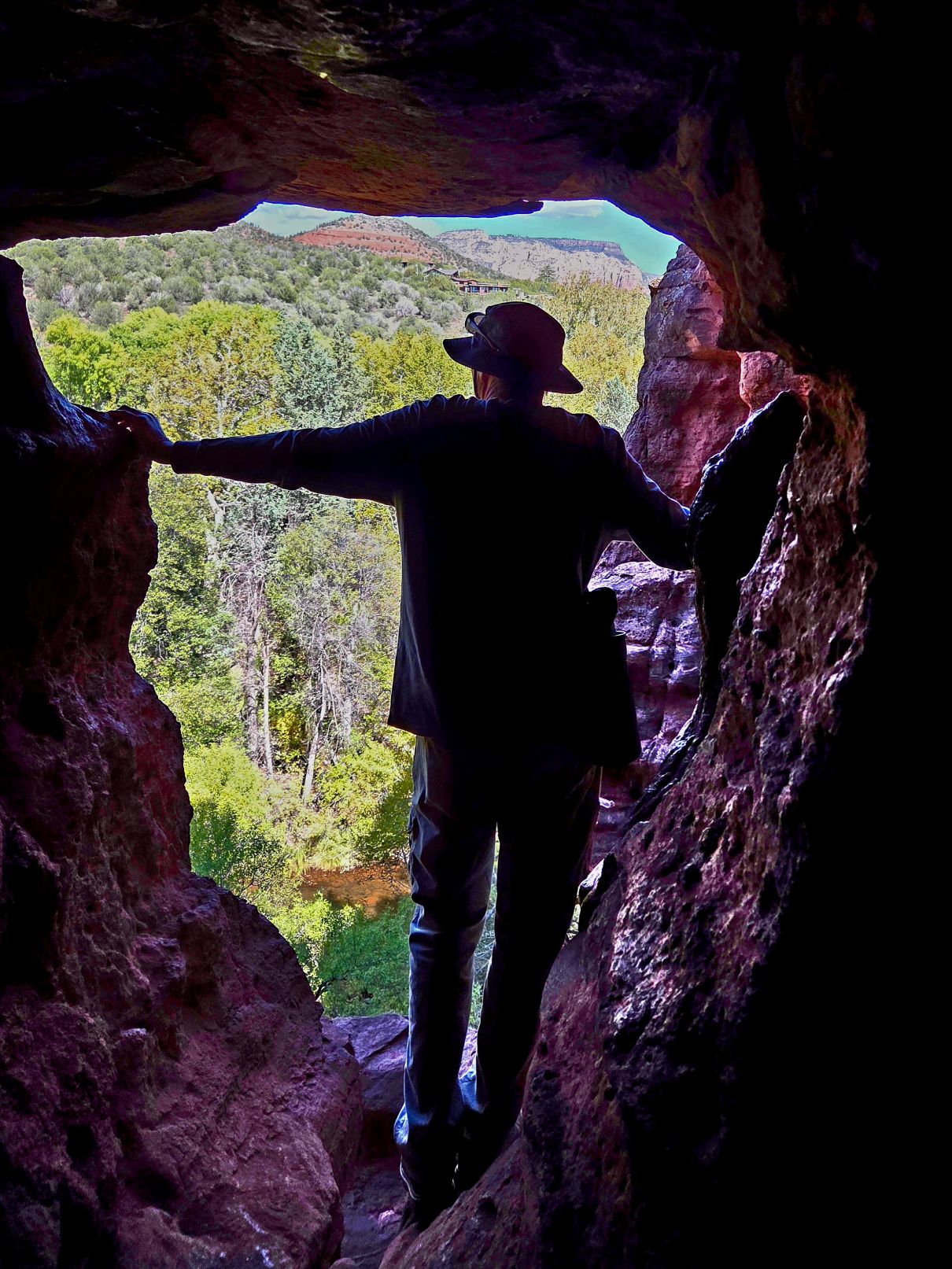 Photo by Laura Zorns  |  Raven Caves in Sedona, a truly "Out of this world experience" The doorways look out over Oak Creek Canyon
